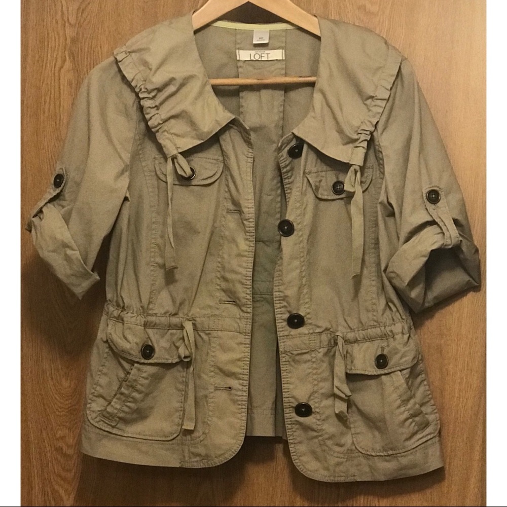 ANN TAYLOR LOFT TAN UTILITY JACKET SIZE MP - Picture 2 of 7